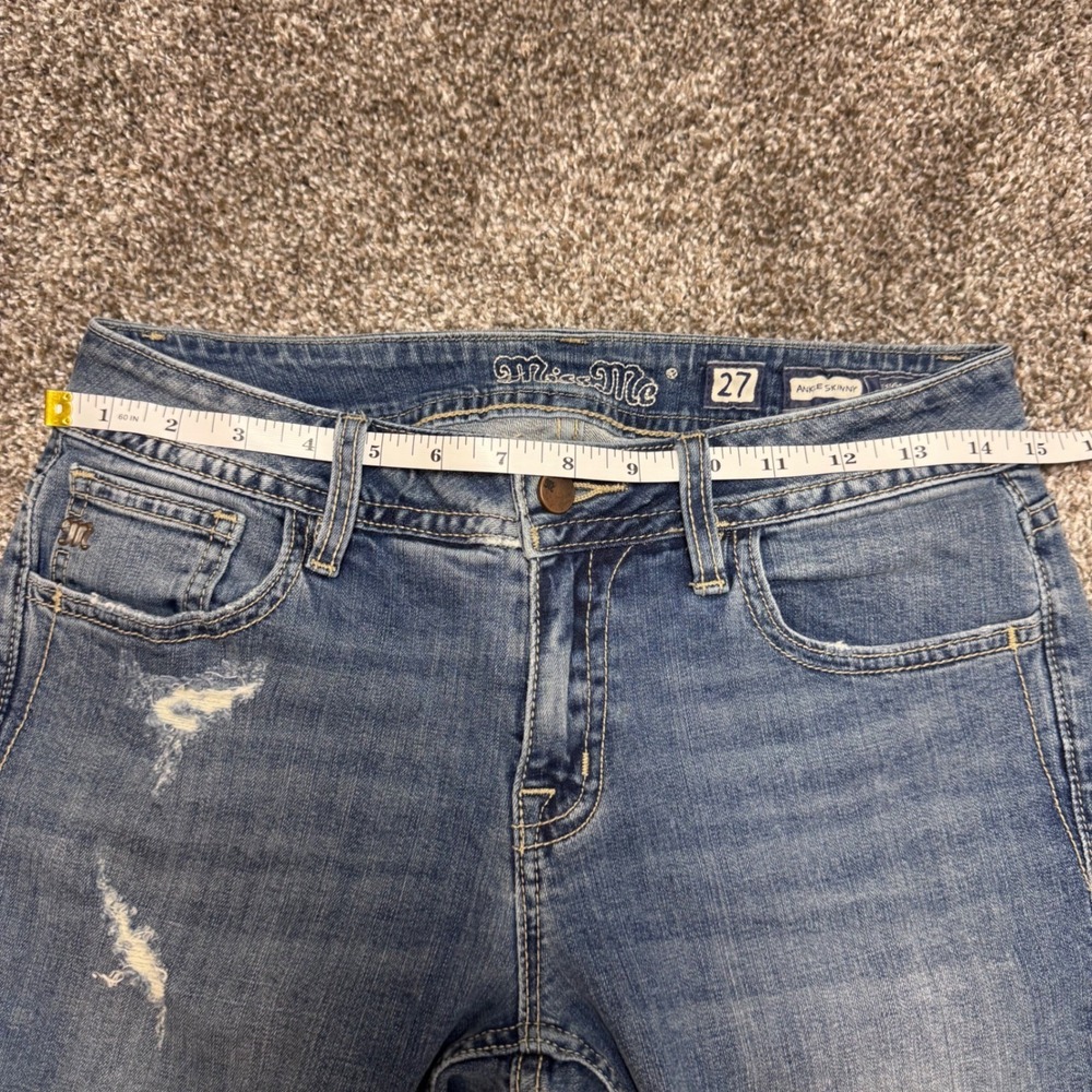Miss Me Mid Rise Skinny Distressed Embroidered Jeans Boho Western Indie 27x27 - Picture 10 of 12
